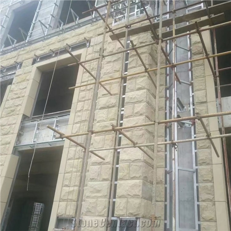 Chinese Beige Sand Stone Exterior Tile Sandstone Mushroom for Walls