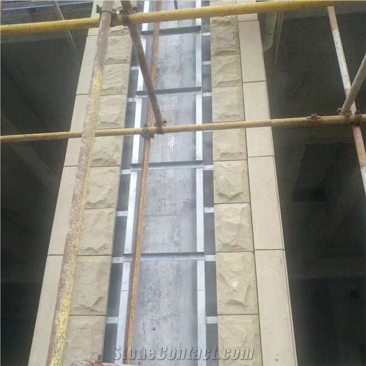 Chinese Beige Sand Stone Exterior Tile Sandstone Mushroom for Walls