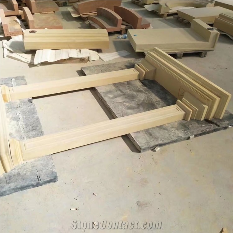 Chinese Gold Color Sandstone Window Sills Window Frame