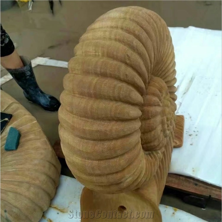 Gold Color Sandstone Sculptures Snail Sculpture Animal Sculptures