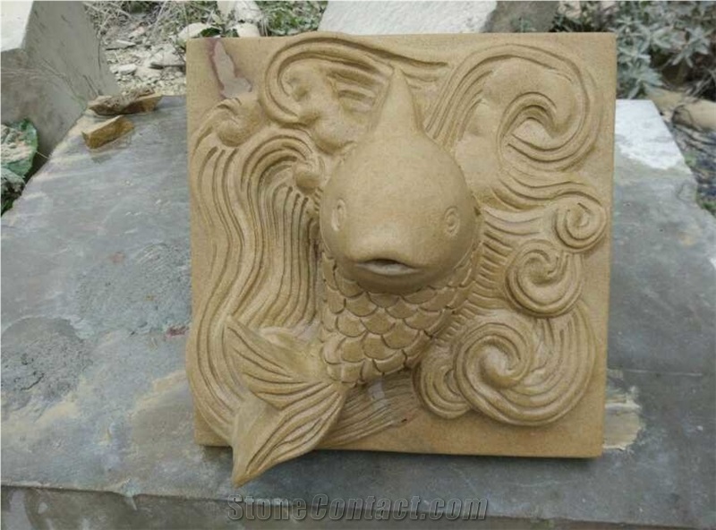 Yellow Sandstone Carving Stone Caps