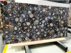 Backlit Natural Agate Slab and Tile Price, Hot Sale Big Slab Translucent Agate for Countertop, 2cm Brown Agate Table Top