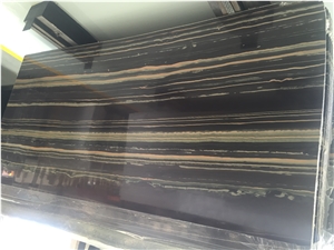 Black and Gold Veins Natural Quartzite Slabs for Floor Wall Tiles Covering Pattern