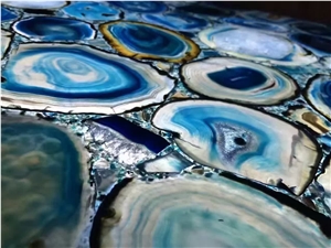 Blue Agate Slab and Countertop,Blue Quartz Slab and Tiles,Blue Semi Precious Quartz Slabs and Tiles