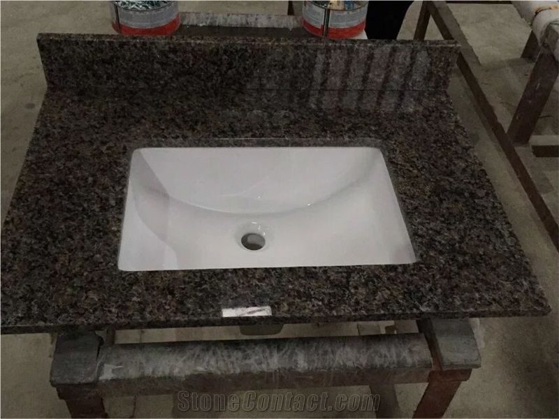 Caladonia Green Granite Custom Bathroom Countertops Vanity Tops with Basin