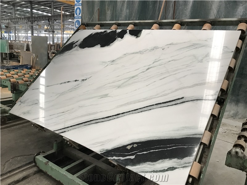 China Panda White Marble Blocks with Black Veins for Wall Floor Tile