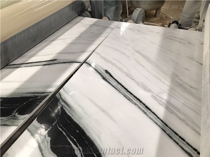 China Panda White Marble Blocks with Black Veins for Wall Floor Tile