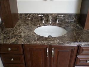 Dark Emperador Bathroom Vanity Top Bullnose Edge