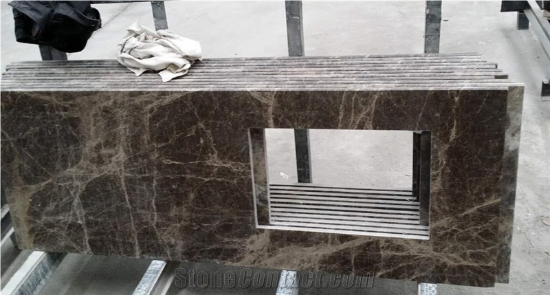 Dark Emperador Marble Custom Bathroom Countertops Vanity Tops