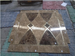 Emperador Dark and Light Marble Square Waterjet Floor Medallions for Elevator Tile