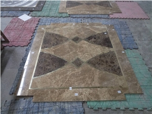 Emperador Dark and Light Marble Square Waterjet Floor Medallions for Elevator Tile