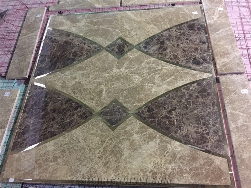 Emperador Dark and Light Marble Square Waterjet Floor Medallions for Elevator Tile