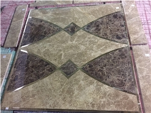 Emperador Dark and Light Marble Square Waterjet Floor Medallions for Elevator Tile