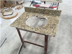 Giallo Ornamental Gold Granite Bathroom Countertops Custom Vanity Tops