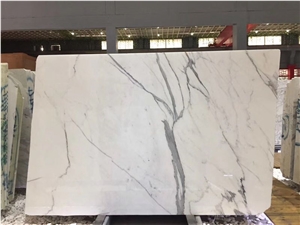 Italian Calacatta White Marble Slabs & Tiles, for Kitchen Tops