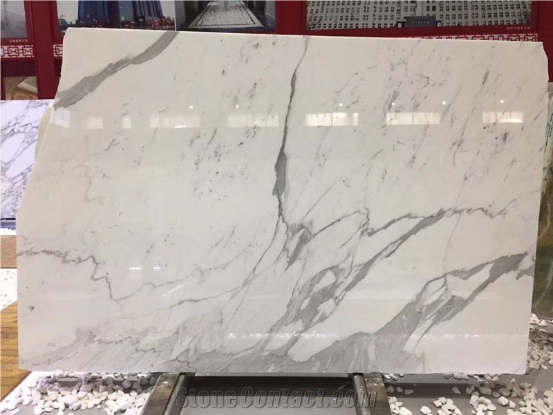Italian Calacatta White Marble Slabs & Tiles, for Kitchen Tops