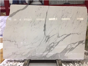 Italian Calacatta White Marble Slabs & Tiles, for Kitchen Tops