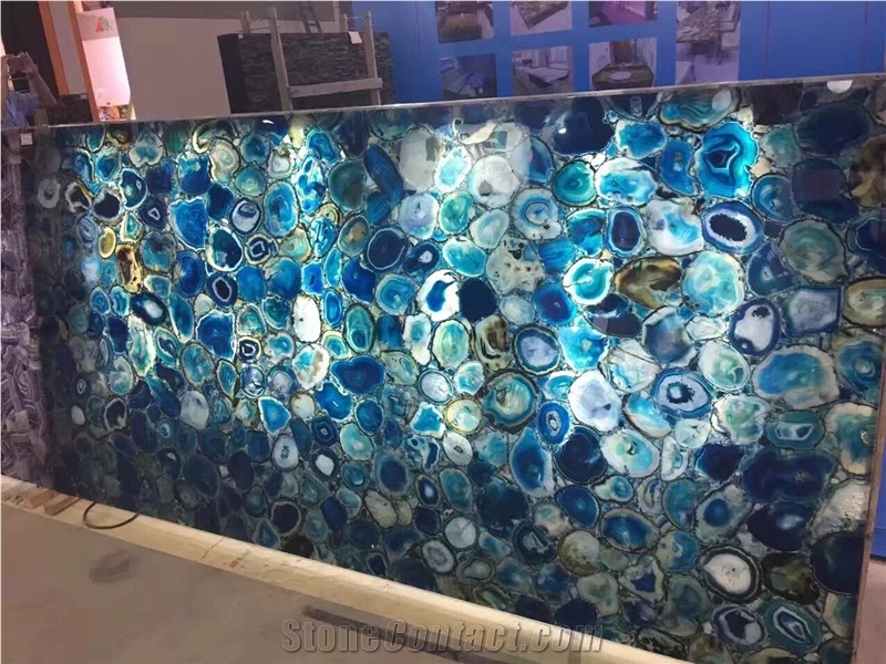 Mixed Color Semi Precious Stone Slabs Wall Panels, Agate Gemstone Tiles