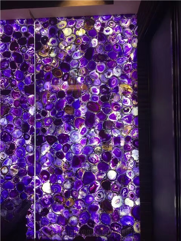 Mixed Color Semi Precious Stone Slabs Wall Panels, Agate Gemstone Tiles
