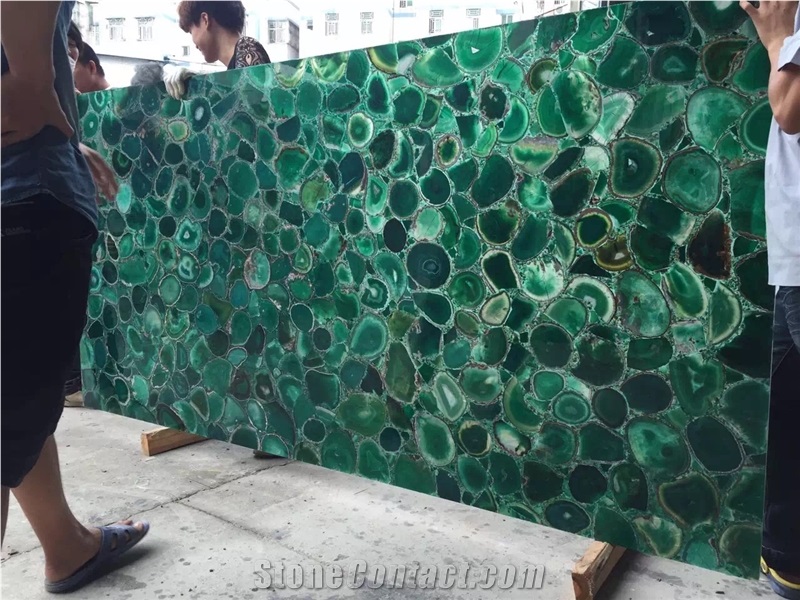Mixed Color Semi Precious Stone Slabs Wall Panels, Agate Gemstone Tiles