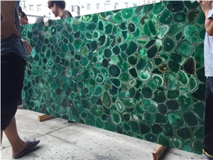 Mixed Color Semi Precious Stone Slabs Wall Panels, Agate Gemstone Tiles
