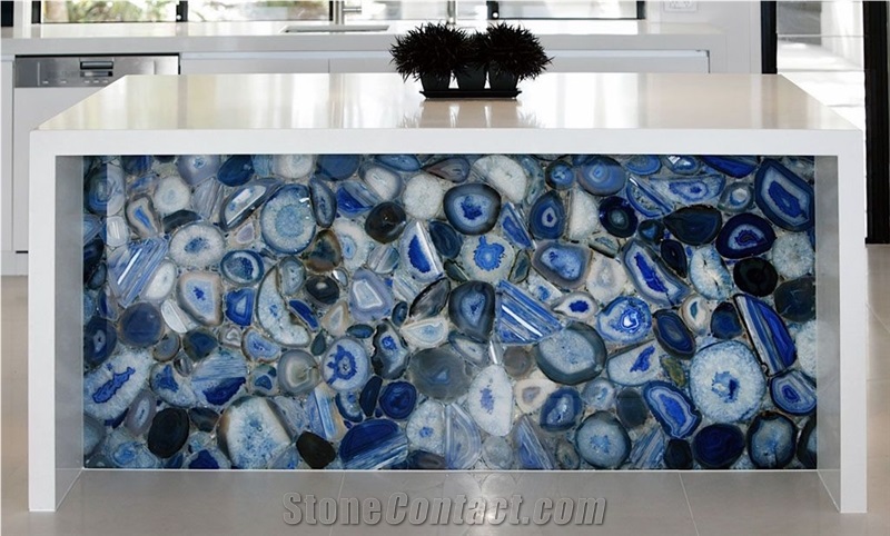 Mixed Color Semi Precious Stone Slabs Wall Panels, Agate Gemstone Tiles