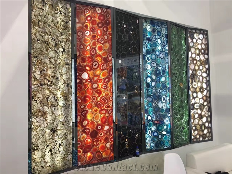 Purple Semi Precious Agate Slabs Stone Tiles Panels Wall