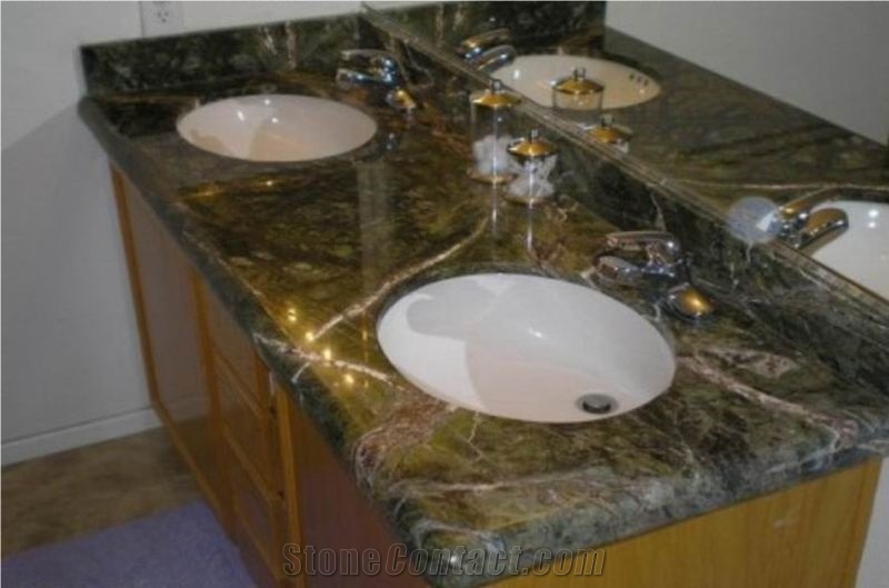 Rain Forest Green, Bidasar Green Marble Custom Vanity Tops
