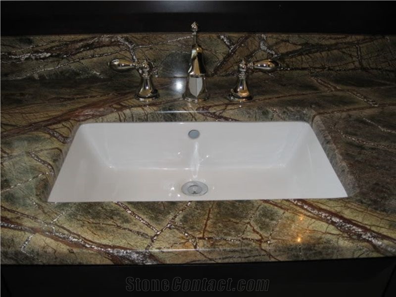 Rain Forest Green, Bidasar Green Marble Custom Vanity Tops