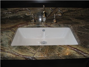 Rain Forest Green, Bidasar Green Marble Custom Vanity Tops