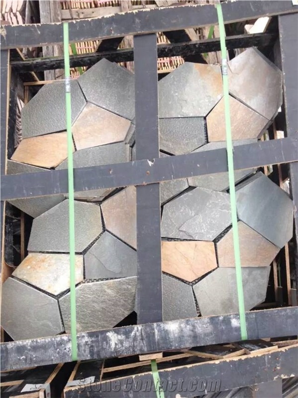 Rusty and Green Slate Floor Tiles, Slate Wall Tiles, Slate Stone Flooring Tiles