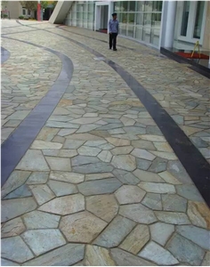 Rusty and Green Slate Floor Tiles, Slate Wall Tiles, Slate Stone Flooring Tiles