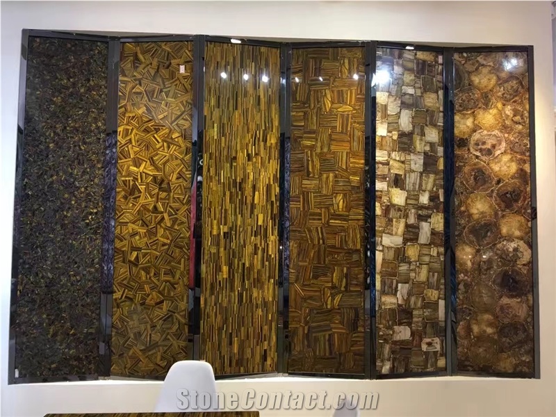 Tiger Eyes Agate Gemstone Semi Precious Stone Slabs Panels for Tile and Countertop