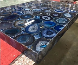 Translucent Blue Agate Countertop, Blue Gemstone Table Top Price, Blue Agate Tiles for Interior Design Translucent Blue Agate Countertop, Blue Gemstone Table Top Price, Blue Agate Tiles for Interior Design