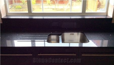 Quartz Black Mirror Chip Work Top