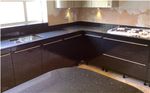 Quartz Black Mirror Chip Work Top