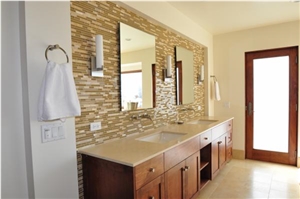 Marble Bathroom Top and Glass Mosaic Wall