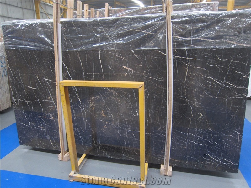 Nero Saint Laurent Brown Polished Marble Slabs, Nero St Laurent Black Marble Slabs & Tiles