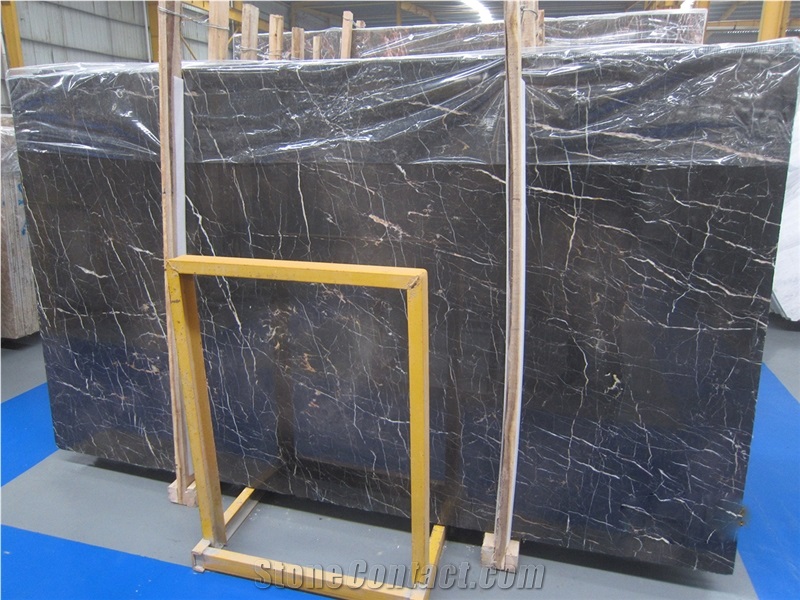 Nero Saint Laurent Brown Polished Marble Slabs, Nero St Laurent Black Marble Slabs & Tiles