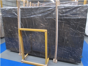 Nero Saint Laurent Brown Polished Marble Slabs, Nero St Laurent Black Marble Slabs & Tiles