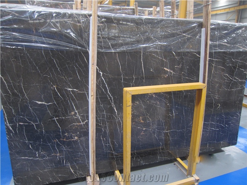 Nero Saint Laurent Brown Polished Marble Slabs, Nero St Laurent Black Marble Slabs & Tiles
