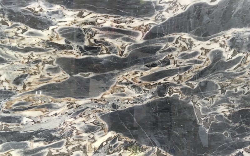 Titanic Storm Marble Slabs, Veins Black & Brown Marble