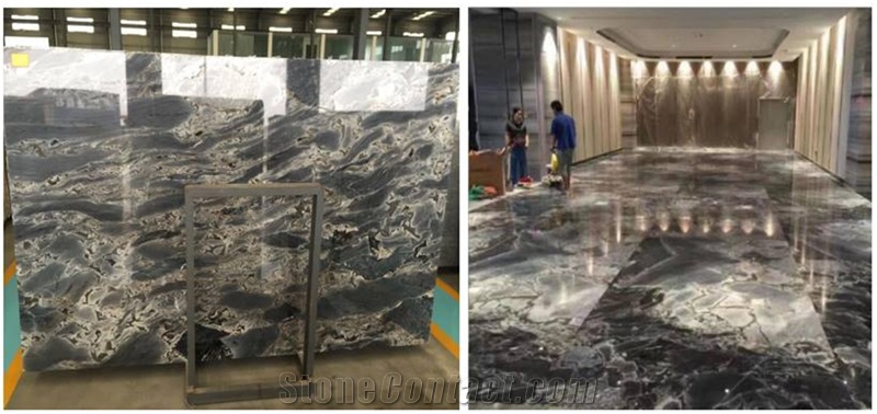 Titanic Storm Marble Slabs, Veins Black & Brown Marble