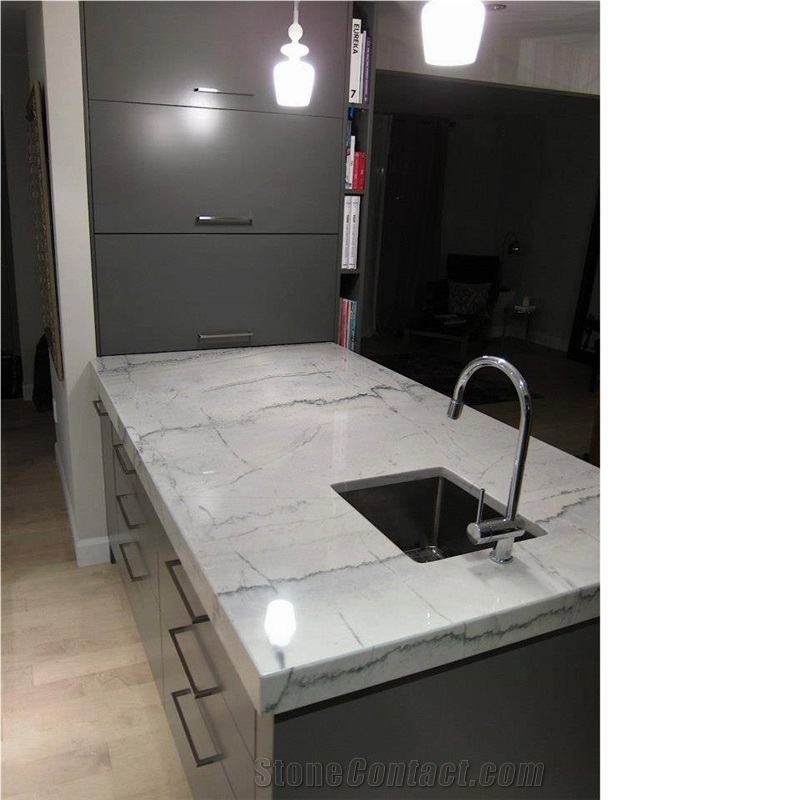 Quartzite White Macaubas Kitchen Perimeter Top and Island Top