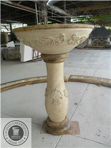 Fountain in Materials: Angelica Travertine, Travertine Golden Brown, Azul Bahia