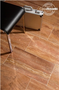 Travertino Rojo Imperial Floor Tiles, Honed Filled