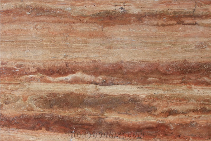 Travertino Rojo Imperial Floor Tiles, Honed Filled