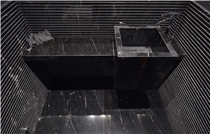 Black Marble Bathroom Custom Design Top and Farm Sink