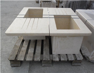 Giallo Atlantide Solid Countertop with Farm Sink