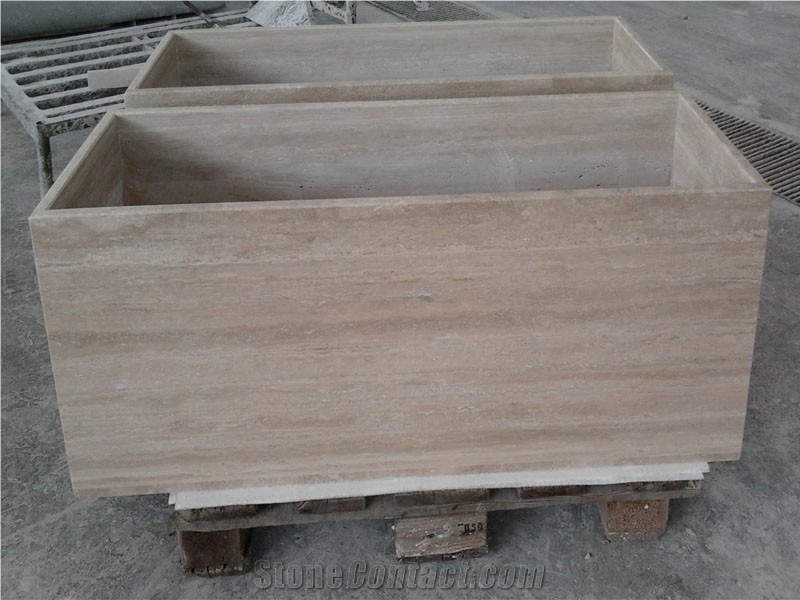 Travertino Paglierino Planters